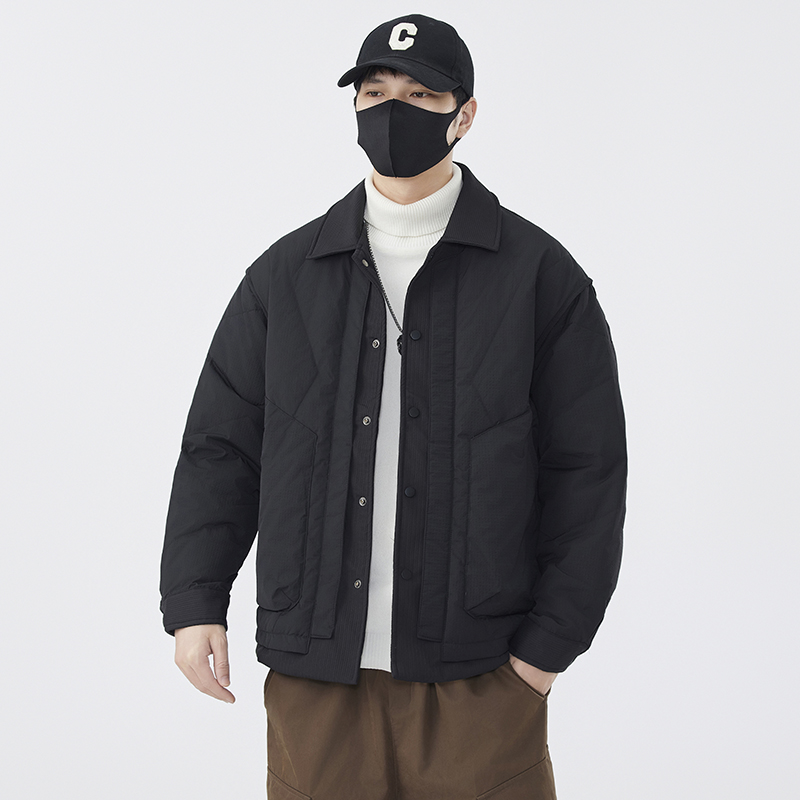 @标无影墙2025新款肌理感羽绒服潮流男假两件衬衫领18819-P175，男装衬衫，电商D246