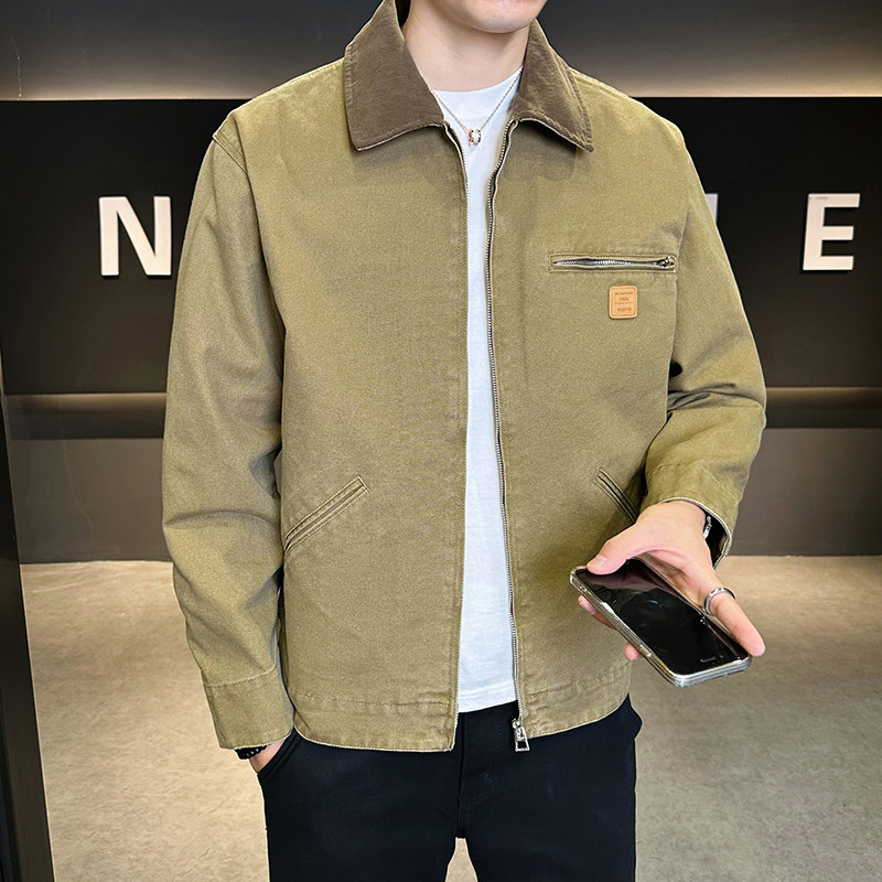 美式复古男士翻领撞色底特律水洗工装巴恩夹克外套JK153-P105,男装夹克,电商D246