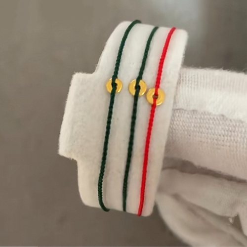 天绳一兑足金小隔片纯手工红绳