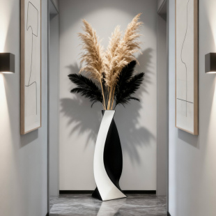 北欧轻奢落地大高花瓶插花电视柜旁边摆件客厅仿真花假花芦苇花艺