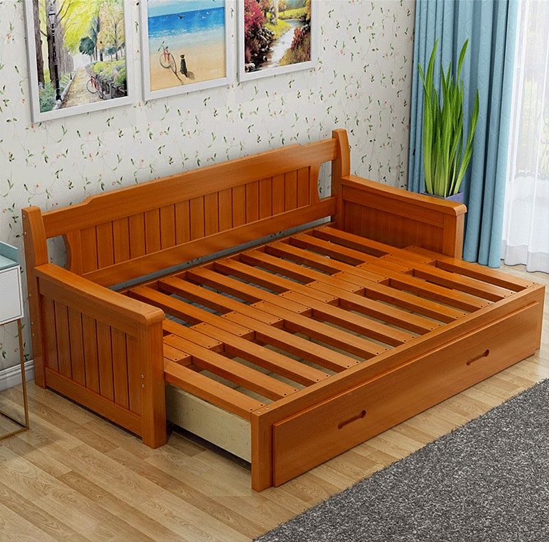 Solid wood sofa bed fold a living room Double 1.8 Small apartment 1.2 multi-function Push pull Dual use Modern simplicityin the Residential furniture , Sofa , Sofa Bed  category - from Buy2taobao.com to provide professional Taobao agent buy service