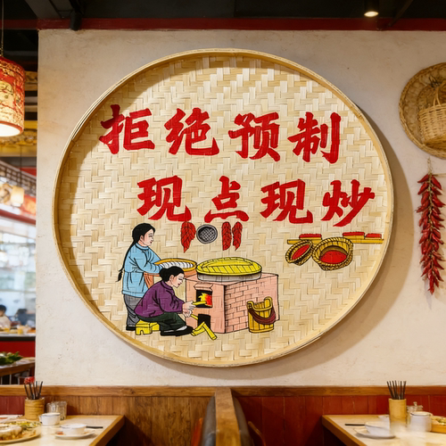 手绘簸箕画装饰品餐厅挂饰装饰画