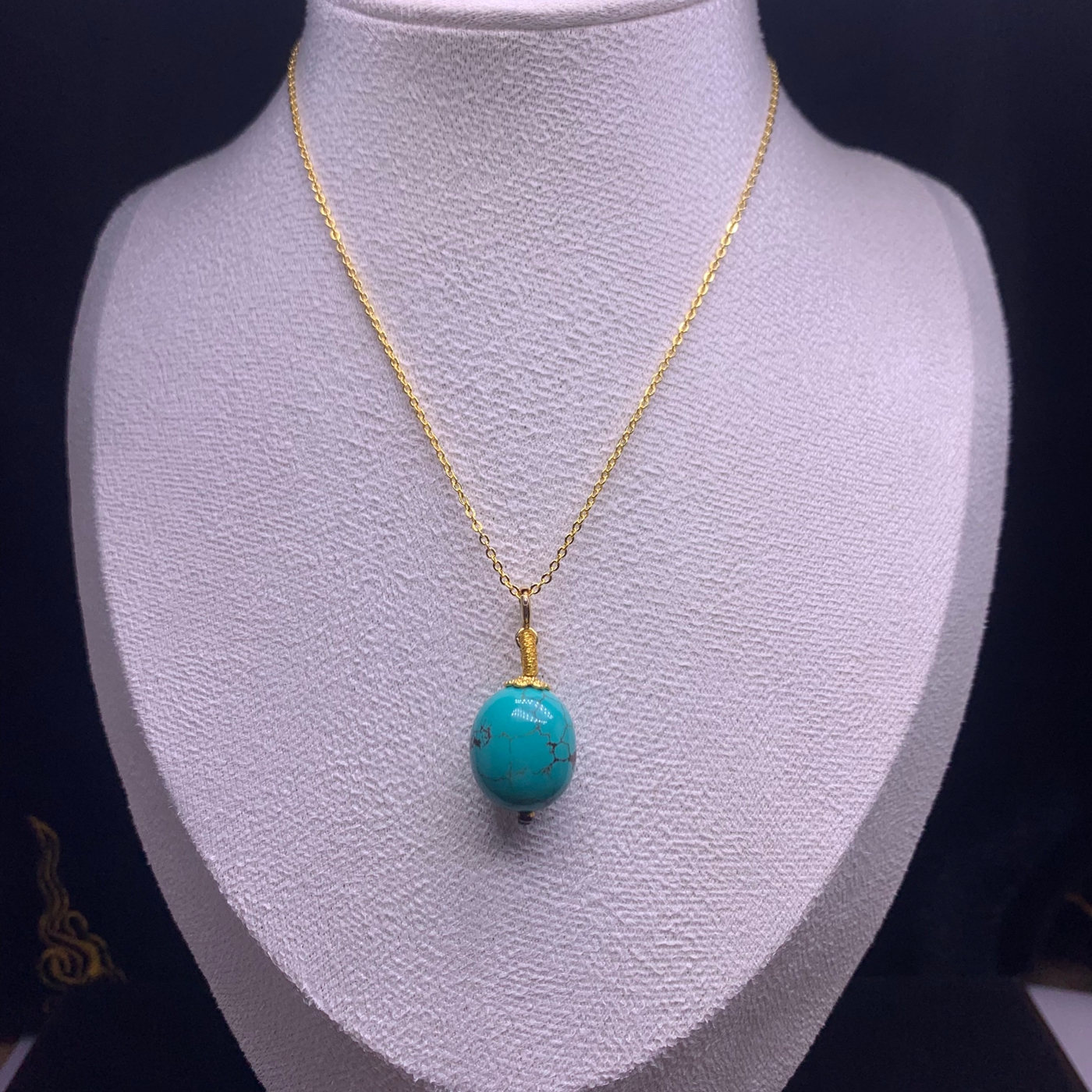 高端天然原矿绿松石原石项链吊坠高级保真随形小滴溜diy配饰女士