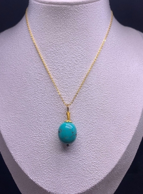 保真天然绿松石随形原石项链吊坠