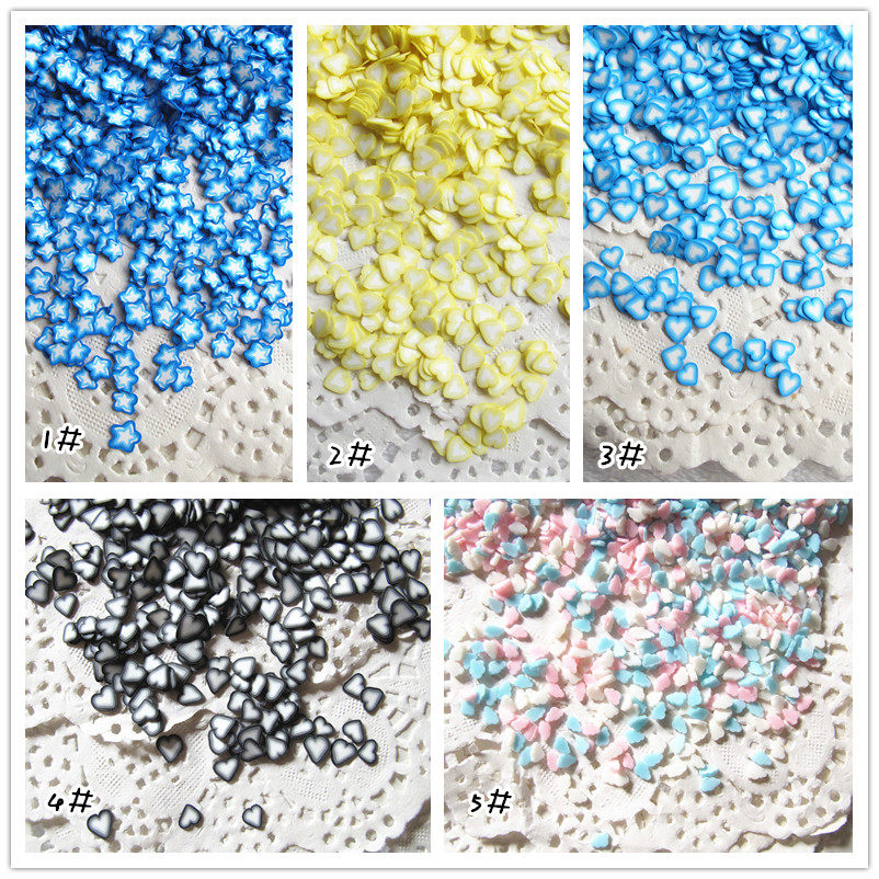 史莱姆手工饰品材料迷你软陶切片五角星爱心彩色云朵粘土滴胶封入