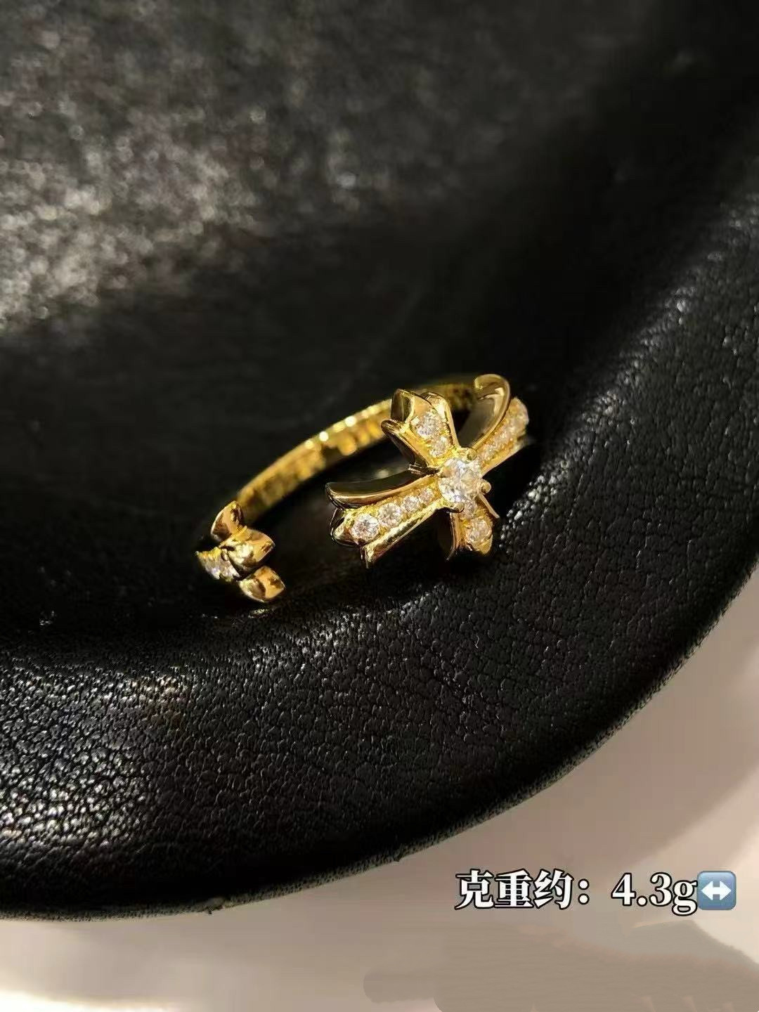 深圳水贝999足金镶嵌克罗心戒指女黄金戒指指环送女友老婆礼物