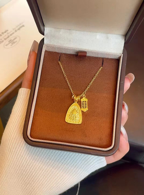 深圳水贝999足金5G黄金黄财神项链男女护身招财开运增强气场
