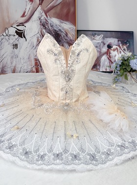 定制款银仙子黄色银白变奏芭蕾舞演出服儿童tutu裙专业芭蕾裙