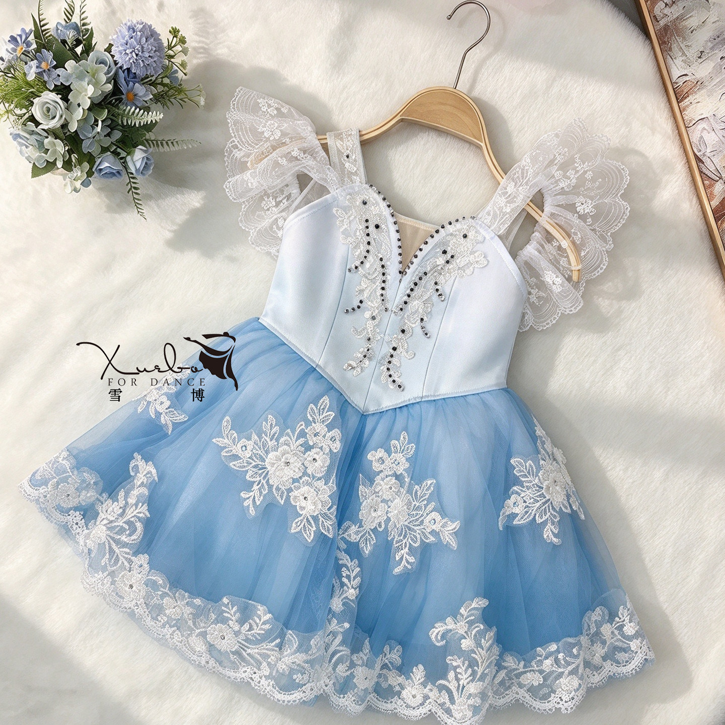 定制款蓝色丘比特魔符女桑比卡tutu裙成人儿童演出服比赛定制