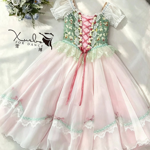关不住的女儿芭蕾舞裙舞蹈服比赛服女童芭蕾舞蹈演出服装tutu裙