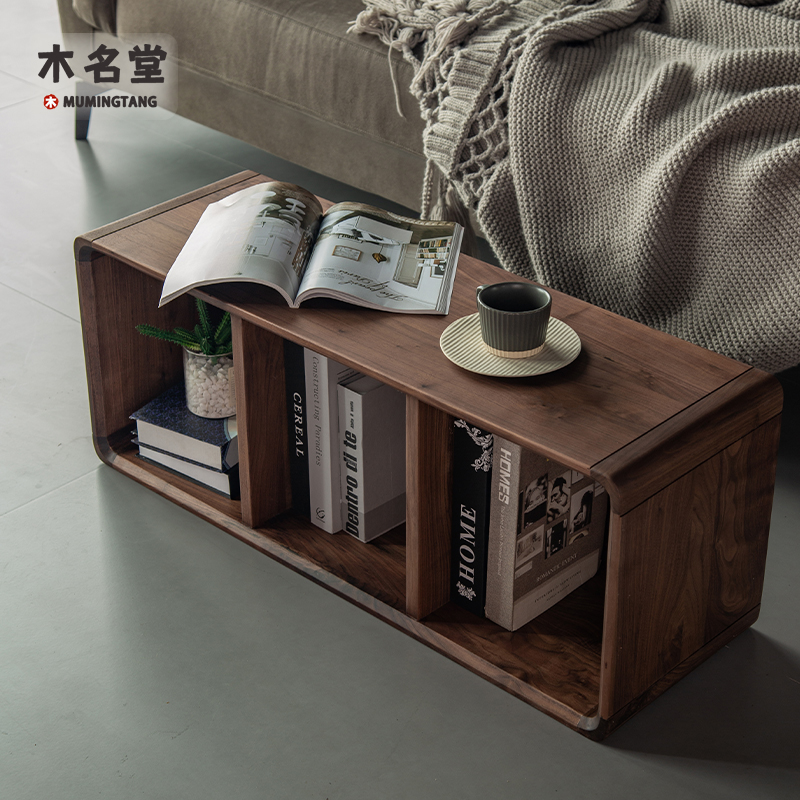 实木北欧黑胡桃木纯实木边几边柜