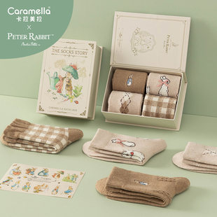 卡拉美拉比得兔羊毛袜子女袜秋冬caramella保暖中筒秋冬加厚送人