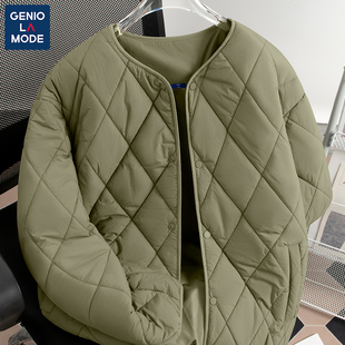 捷尼拉莫GENIOLAMODE男士轻薄夹棉外套2025新款无领设计感棉衣潮