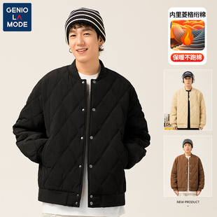 捷尼拉莫GENIOLAMODE棒球棉服男2025新款春季加绒菱格夹棉小棉袄