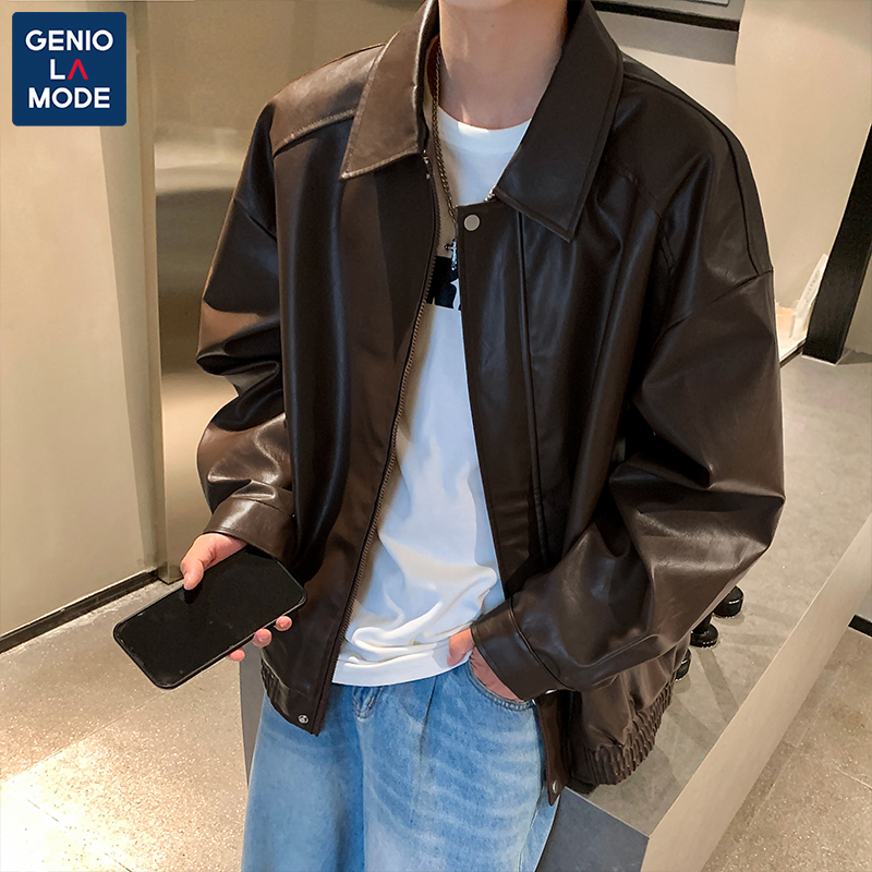 GENIOLAMODE皮衣外套男美拉德2025春季新款美式复古男装痞帅夹克