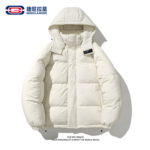 GENIOLAMODE羽绒服男女同款冬季潮牌情侣连帽面包服保暖鸭绒棉衣