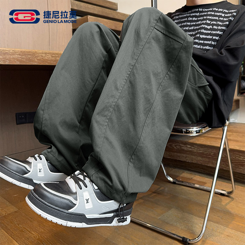 捷尼拉莫军绿美式弯刀工装裤男款冬季高街vibe镰刀裤子加绒阔腿裤