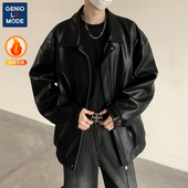 加绒男装 GENIOLAMODE皮衣外套男美式 机车25冬季 痞帅飞行员夹克男