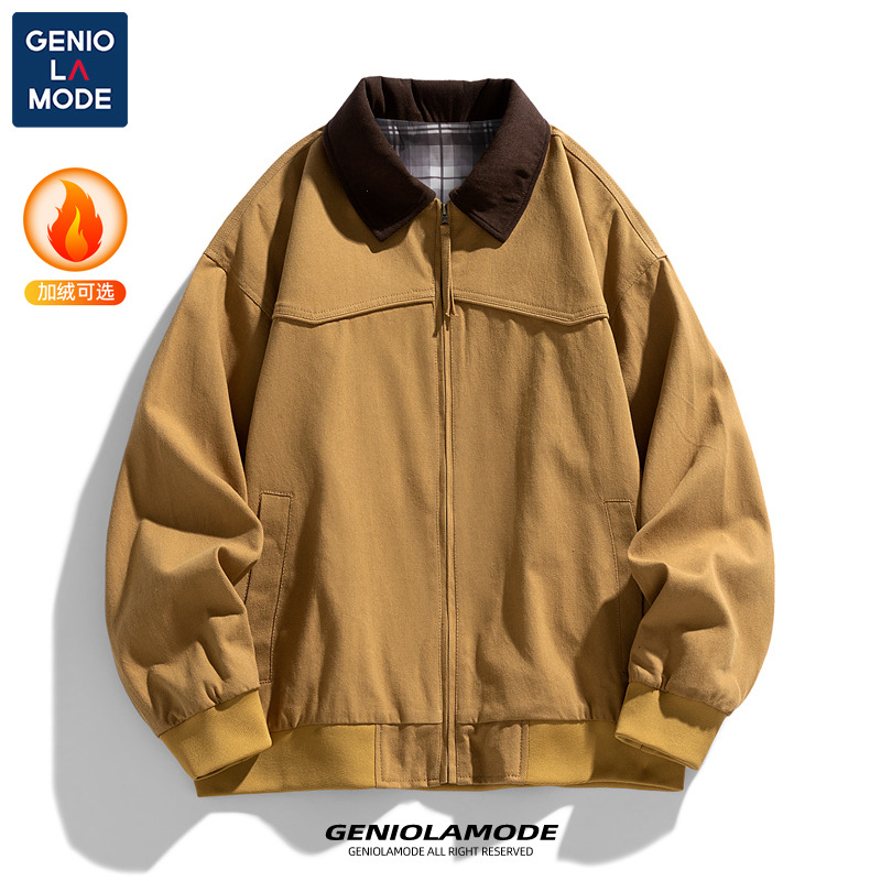 GENIOLAMODE工装夹克男冬加厚美式底特律猎装复古翻领卡哈特外套