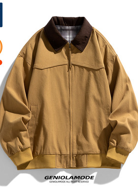 GENIOLAMODE工装夹克男冬加厚美式底特律猎装复古翻领卡哈特外套