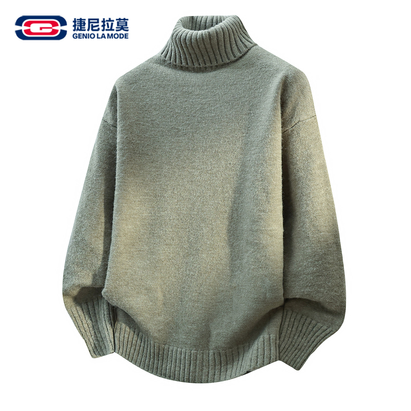 GENIOLAMODE秋冬高领毛衣男小众设计休闲保暖宽松针织衫潮款内搭
