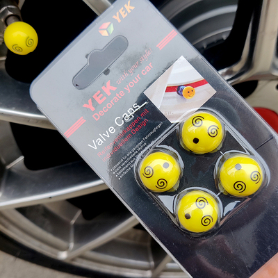 汽车轮胎气门嘴帽可爱晕晕表情气门芯盖摩托通用气门铜芯套装饰帽