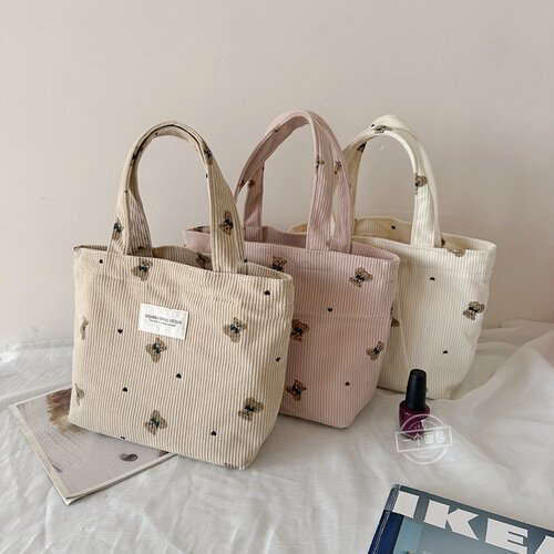 可爱灯芯绒小号手提包