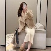 千金感软软仿小胡羊环保皮草 矜贵皮毛一体大翻领保暖加厚外套冬