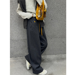 慵懒风加绒休闲裤 运动阔腿裤 高腰宽松垂感弯刀裤 新款 女2025冬季
