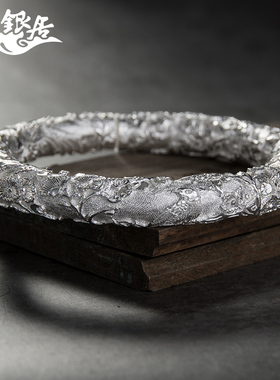 复古开口民族风喜鹊牡丹银手镯