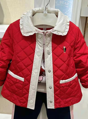 chris童装2025秋冬新款女童红色薄棉服中大童装休闲百搭外套保暖