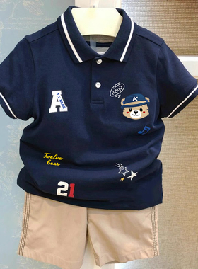 chris童装2026夏季新款男童短袖翻领T恤儿童休闲中大童纯棉POLO衫