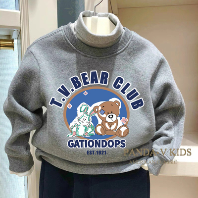 chris童装25秋冬新款男童棉加绒加厚高领卫衣中大童洋气宝宝上衣