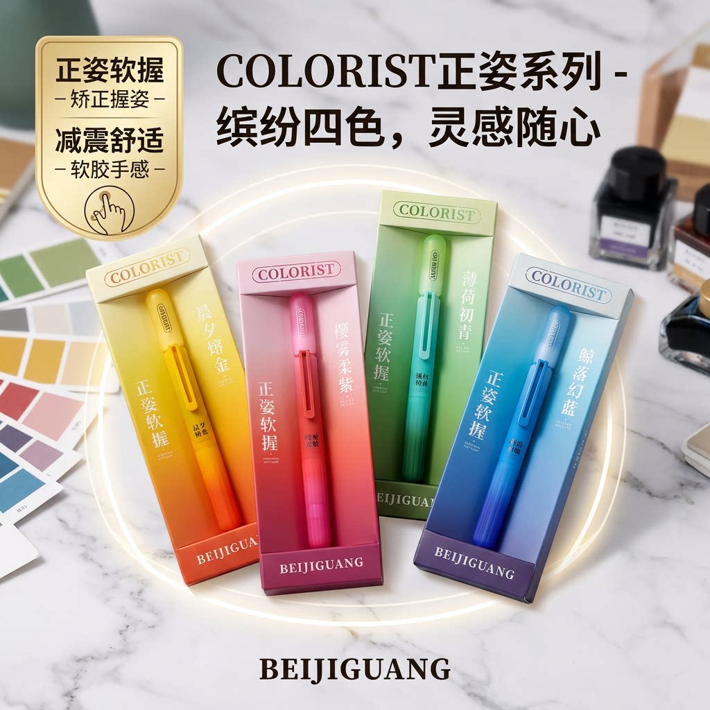 北极光渐变磁吸正姿软握钢笔铱金笔尖可换墨囊顺滑考试练字专用图片