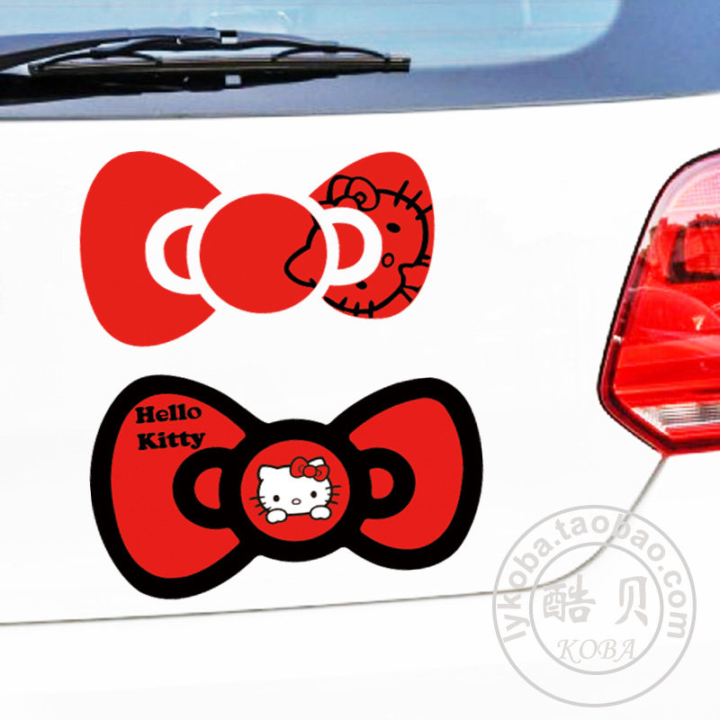 hellokitty蝴蝶结汽车贴纸补遮盖挡划伤痕卡通可爱女司机搞笑包邮