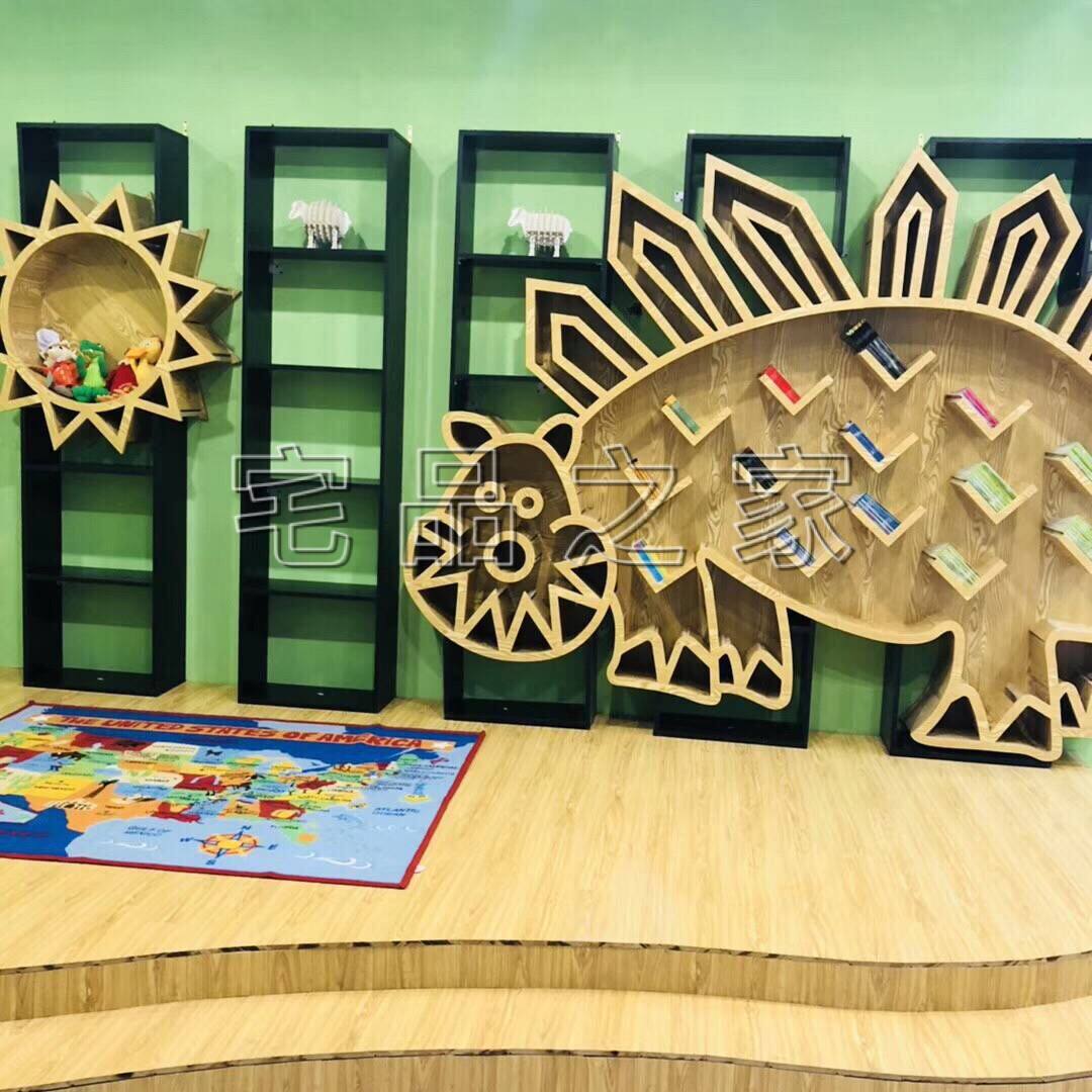 钟书阁恐龙猫墙面整体大型动物书架卡通展示架幼儿园绘本馆儿童房