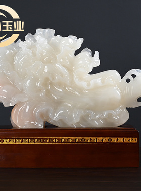 招财摆件天然玉石大白菜中式家居饰品玄关电视柜装饰开业公司送礼