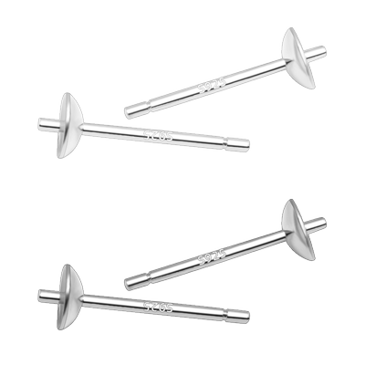 925纯银配件半孔耳针diy粘珍珠