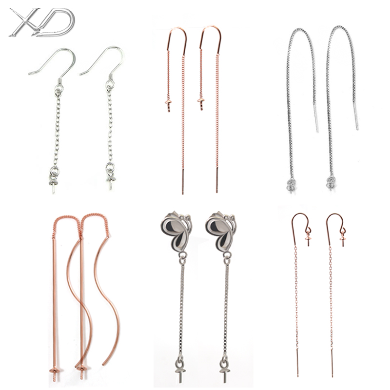 xd银耳线女简约气质925银diy耳钉