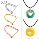 S925纯银翡翠平安扣夹扣吊坠扣卡扣蜜蜡扣头项链扣挂坠扣空托配件