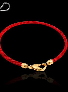 黄金串珠红色米兰绳心形手链绳转运珠黑绳3D硬金红绳佛牌手链手环