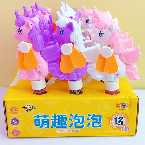 萌趣卡通手压风扇泡泡机