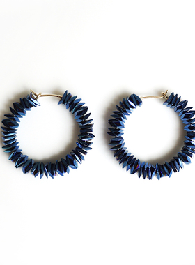 Sasia西班牙工作室蓝色耳圈耳环美国14K包注金INS冷淡极简首饰