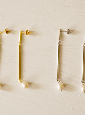 Sasia枝节珍珠长款耳环纯银镀金小众原创设计欧美气质冷淡风秋冬