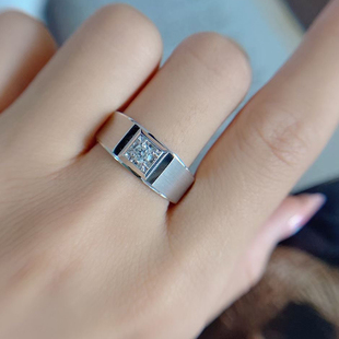 白18K金铂金10分20 30分男钻戒天然钻石男戒指环结订求婚情侣对戒