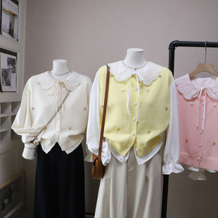 比正 两件套衬衫 2025秋冬新款 甜美减龄时尚 针织马甲女5748 韩版