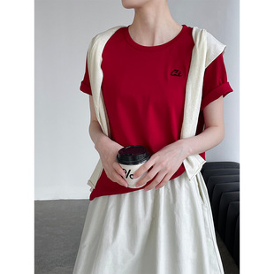 t恤女夏季 滔川款 短袖 cat 百搭休闲上衣d56056 正肩短款