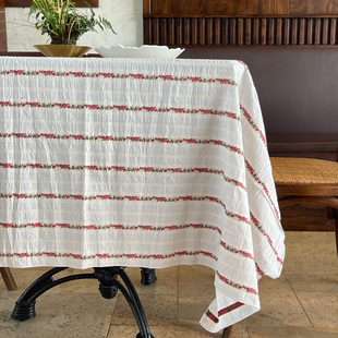 棉麻布艺桌布高级感台布圆桌餐桌垫布长方形盖布餐桌布花边遮盖布