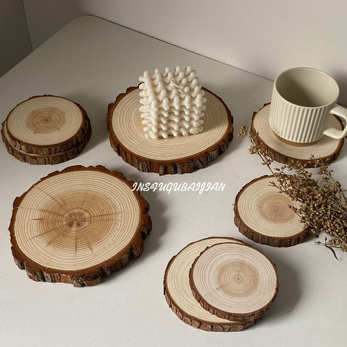 复古摄影道具ins原木年轮杉木片