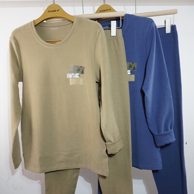 新一步男款保暖内衣圆领纯棉印花打底秋衣秋裤套装42710/42720